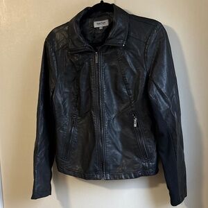 Reaction by Kenneth Cole Black Fake Leather / Pleather Biker Jacket